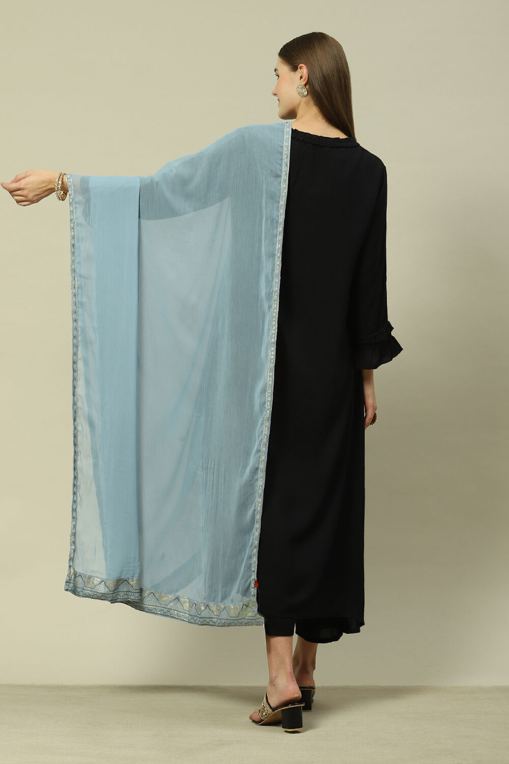 Grey Polyester Printed Dupatta image number 2