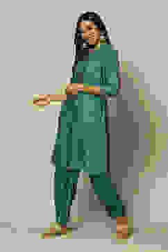 Green LIVA LIVA Straight Printed Kurta Palazzo Suit Set image number 6