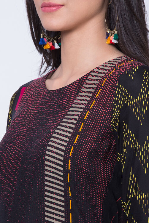 Black Viscose Rayon Straight Kurta image number 1