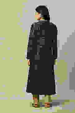 Black Cotton Blend Straight Printed Dress image number 3