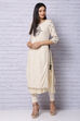 Off White Viscose Cotton Kurta image number 2