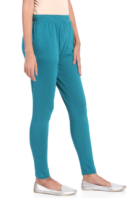 Teal Green Cotton Leggings image number 2