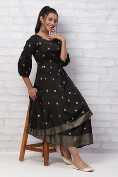 Black Viscose Kalidar Dress image number 0