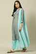 Light Blue Cotton Blend Woven Straight Kurta Suit Set image number 5