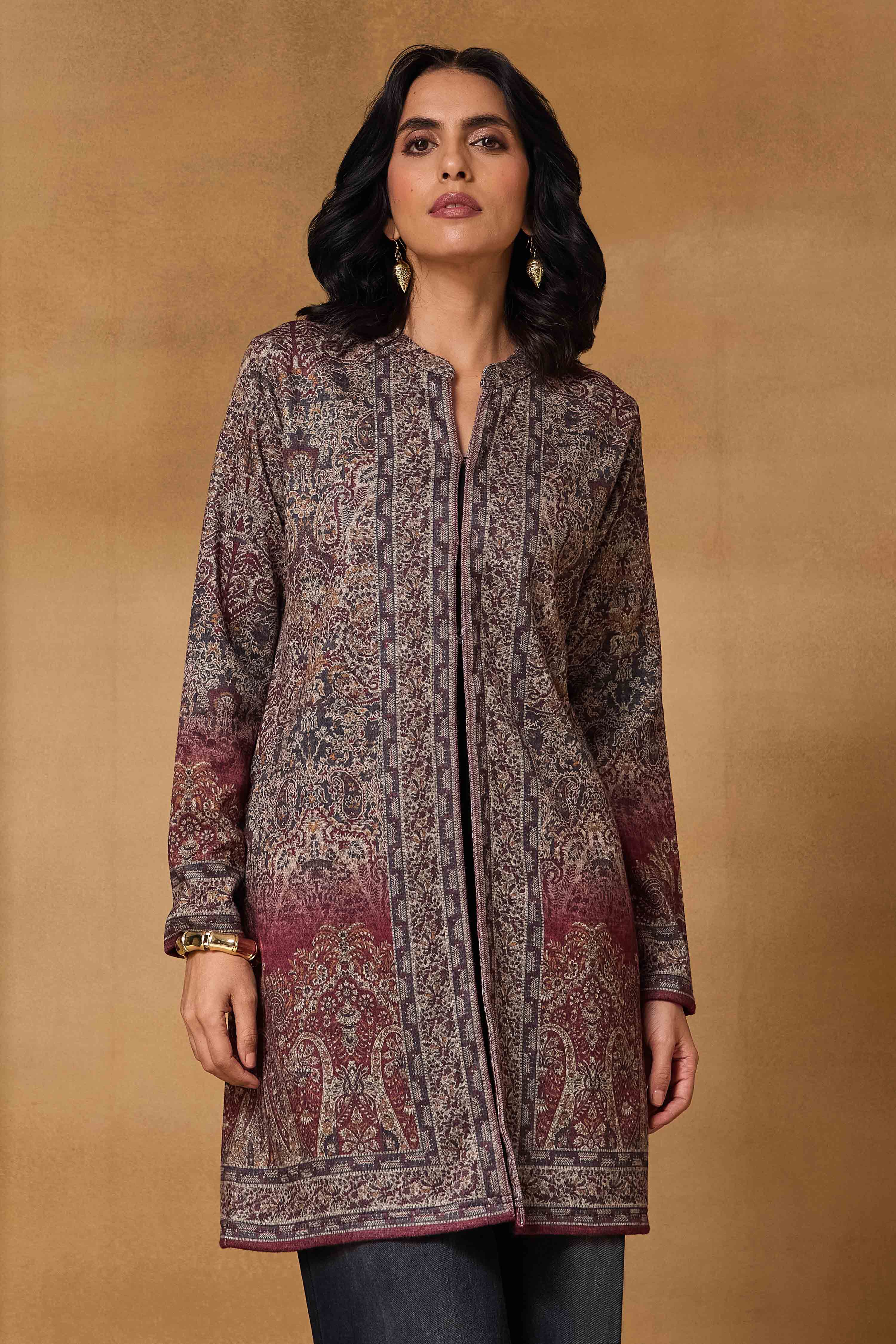 Maroon Polyester Regular Printed Cape image number 6
