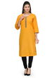 Yellow Cotton Straight Kurta image number 0