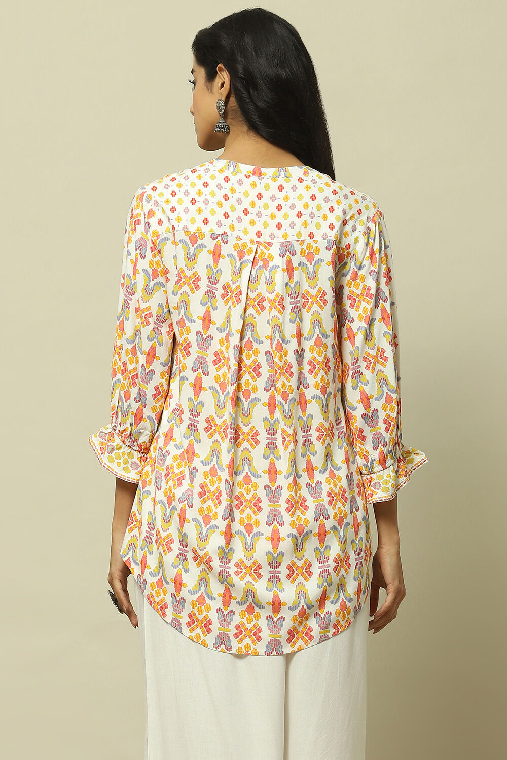 Off-white Printed Straight Kurti image number 3