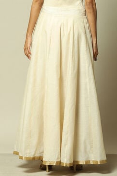 Gold Polyester Flared Solid Skirt image number 4