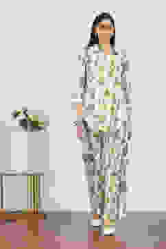 White Cotton Blend Cotton Flex Kurta Pants Set image number 0