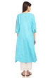 Blue Kalidar Cotton Kurta image number 4