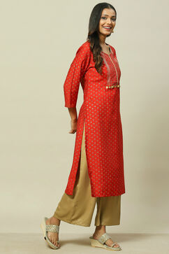 Rust LIVA Straight Kurta image number 3