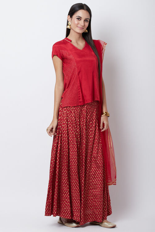 Maroon Viscose Suit Set image number 0