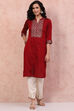 Red Art Silk Straight Kurta image number 0