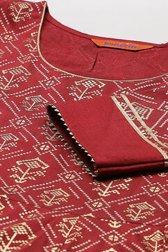 Maroon Art Silk Kalidar Dress image number 1