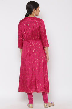 Wine Viscose Front Open Kurta image number 5