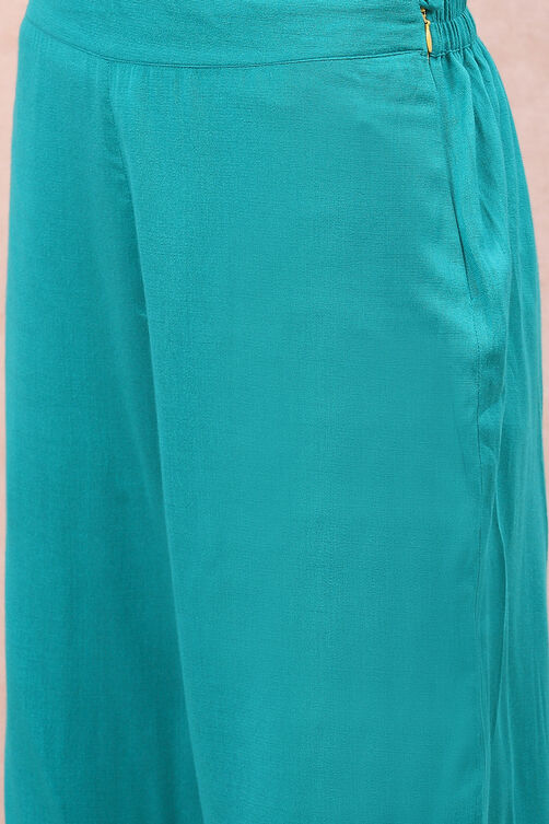 Turquoise Art Silk Straight Suit Set image number 2