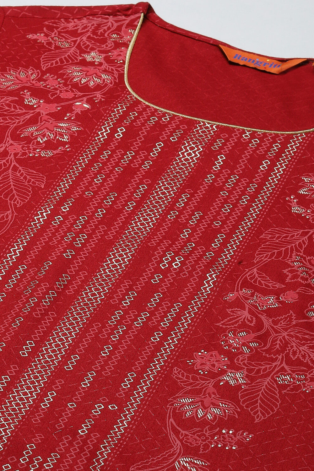 Red LIVA Straight Kurta image number 1