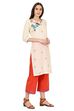 Beige Straight Cotton Kurta image number 3