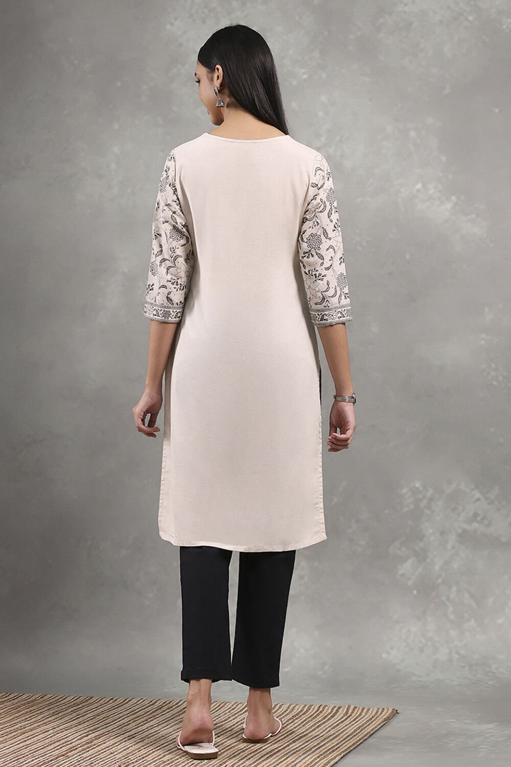 Natural Viscose Rayon Printed Straight Kurta image number 3