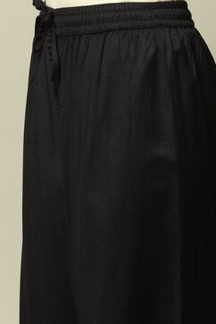Black Poly Viscose Straight Yarndyed Kurta Palazzo Suit Set image number 2