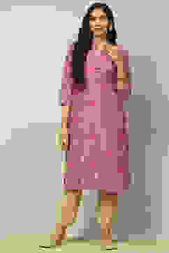 Purple Viscose Blend Floral Printed Straight Kurta image number 0