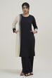 Black White Cotton Flex Straight Solid Kurta image number 6