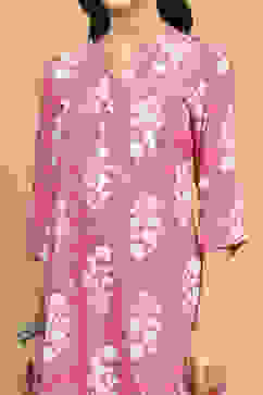 Pink Viscose Rayon Printed Straight Kurta image number 1