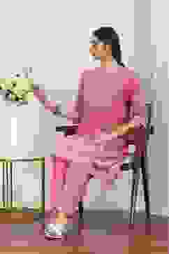 Pink Cotton Kurta Pants Set image number 0