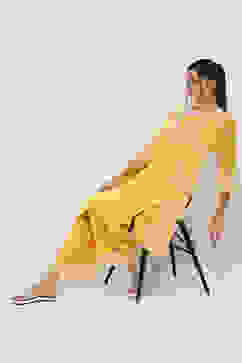 Mustard Yellow Printed Front-Open Kurta image number 0