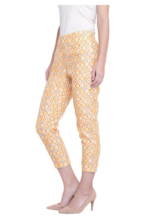 Orange Polyester Slim Pants image number 2