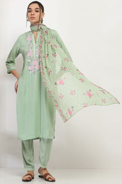Sage Green Polyester Dupatta image number 2