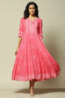 Pink Viscose Straight Printed Kurta image number 5