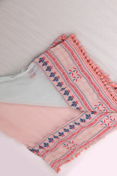 Peach And Green Polyester Chiffon Dupatta image number 2