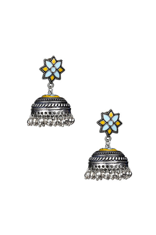 Sky Blue And Yellow Enamel Earrings image number 1