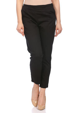 Black Art Silk Slim Pants image number 0