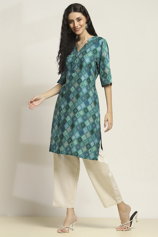 Red Printed Straight Kurta image number 2