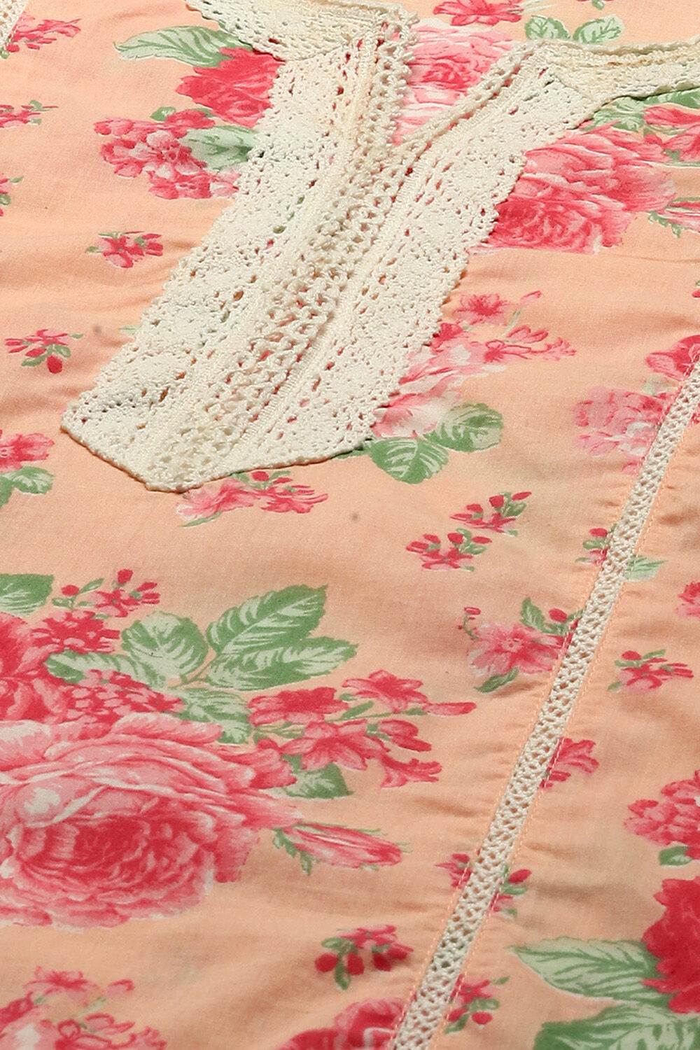 White Cambric Floral Printed Straight Kurta Set image number 1