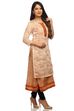 Beige Flared Poly Chanderi Kurta image number 2