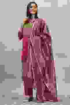 Fuchsia Viscose Blend Solid Straight Suit Set image number 3