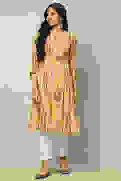 Yellow Viscose Geometric Printed Straight Kurta image number 5