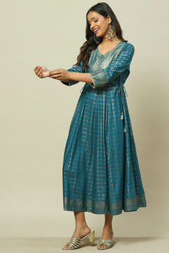Teal Blue LIVA Kalidar Dress image number 2