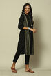 Black Cotton Straight Yarndyed Kurta image number 3