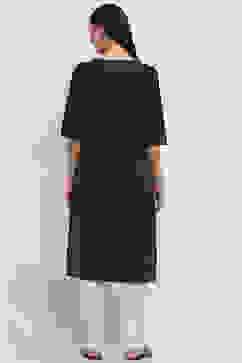 Black Cotton Pleated Straight Kurta image number 3