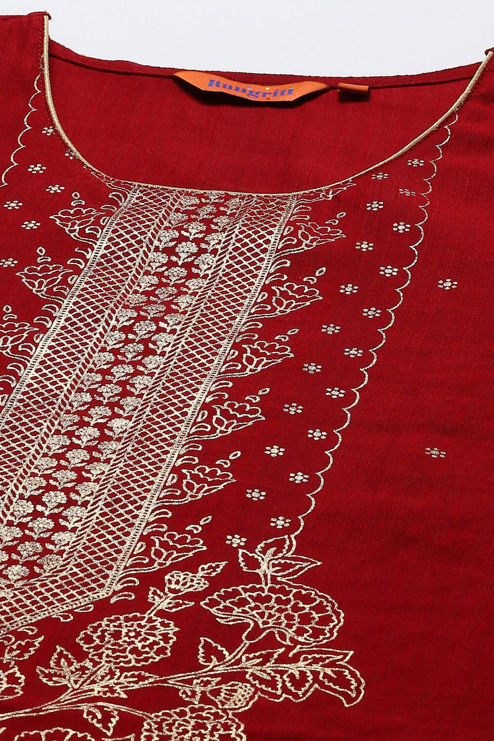 Maroon LIVA Straight Printed Kurta image number 1