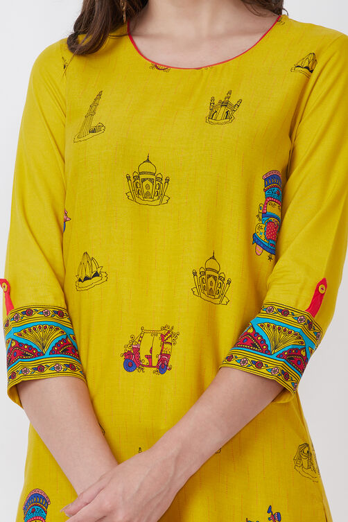 Yellow Viscose Rayon Straight Kurta image number 1