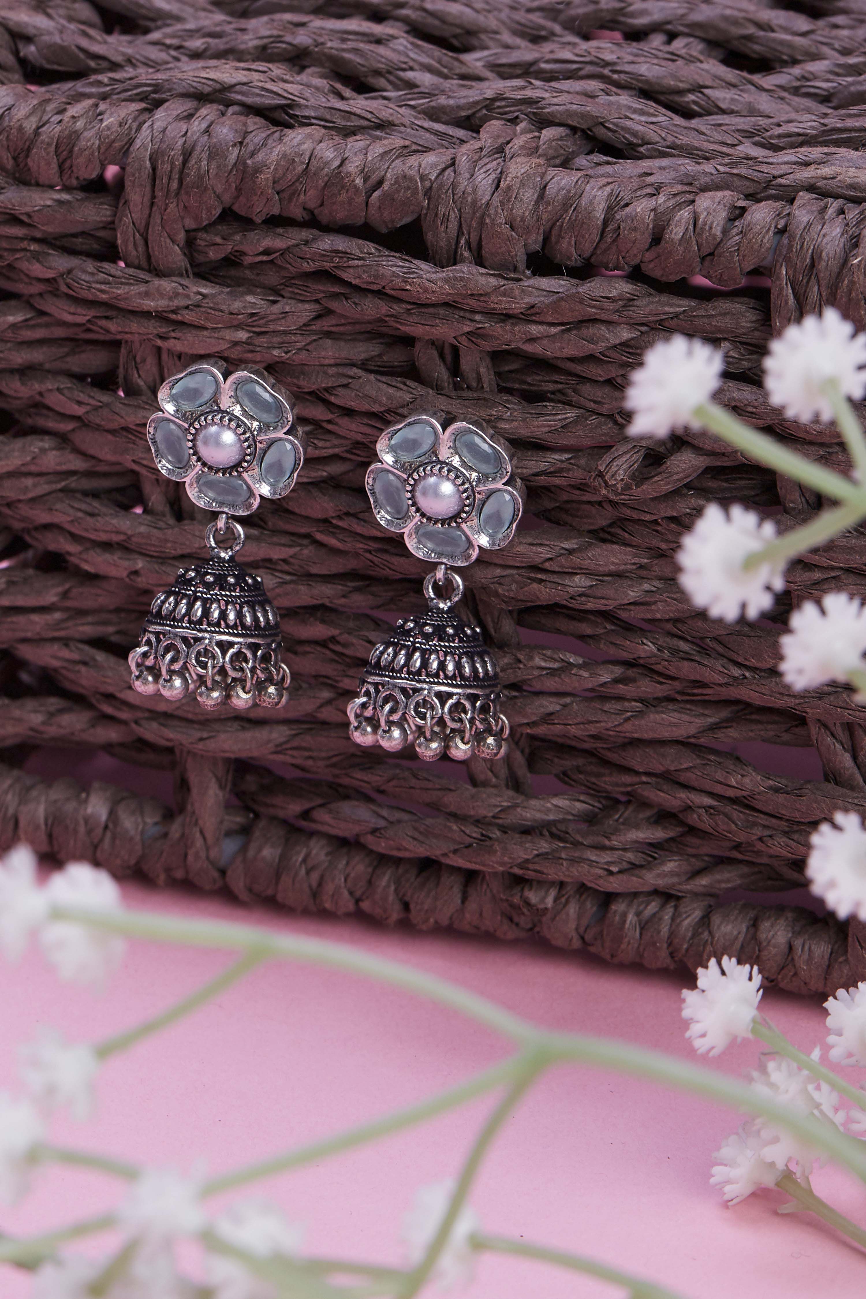Light Blue Brass Jhumka image number 0