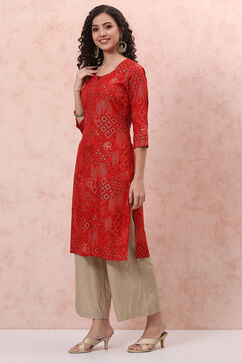 Rust LIVA Straight Kurta image number 2