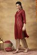 Red Printed Viscose Rayon Straight Kurta image number 2