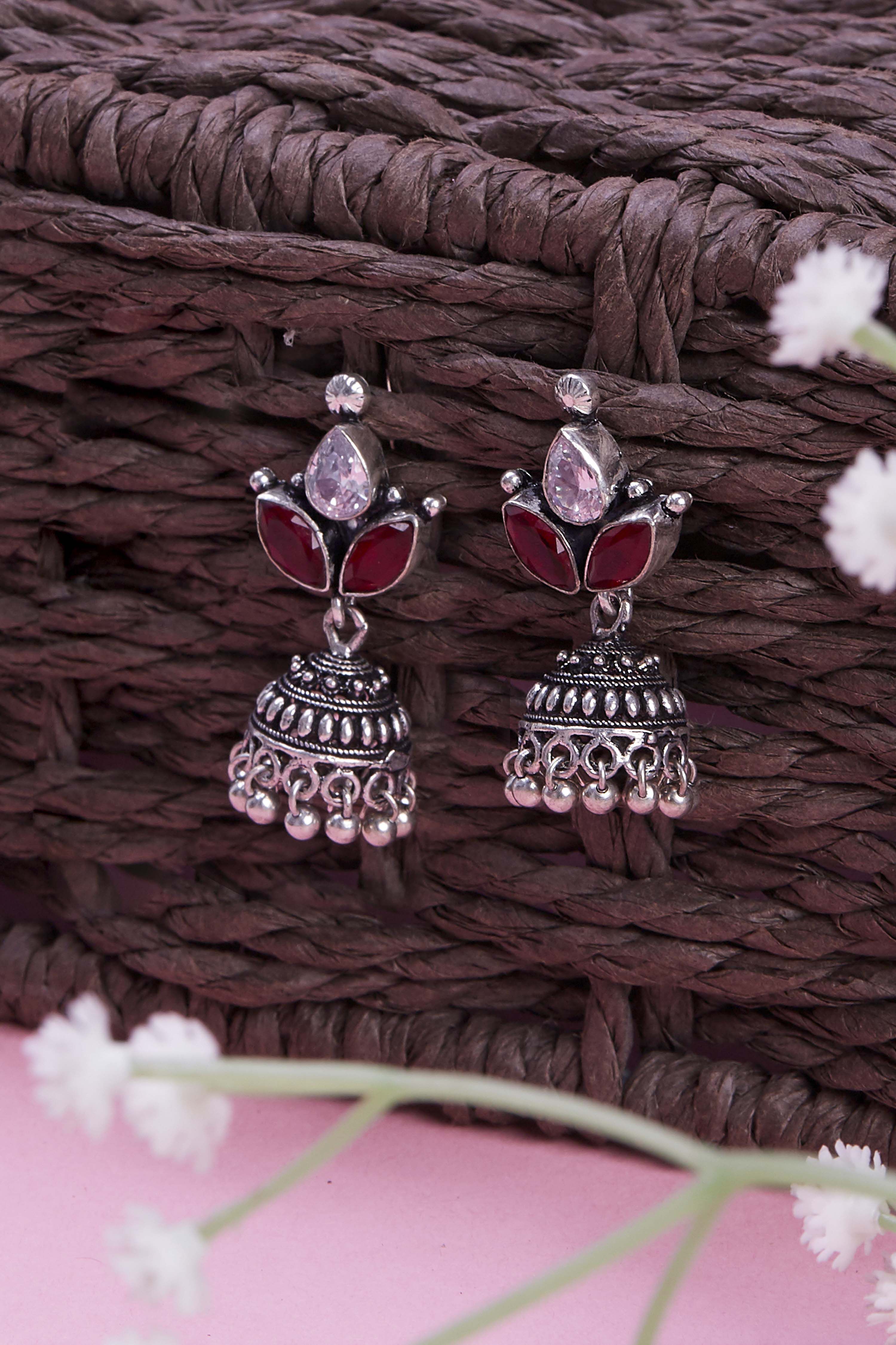 Red Brass Jhumka image number 0