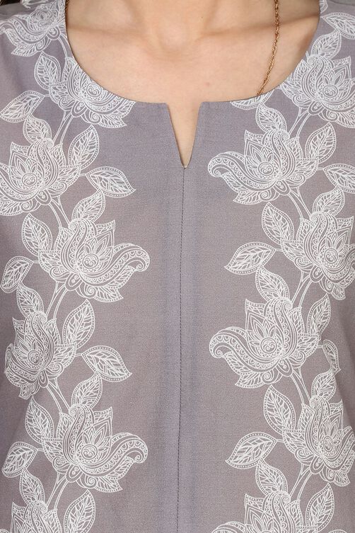 Grey Straight Cotton Kurta image number 1